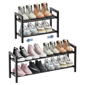 Expandable 2 Tier Shoe Rack – Adjustable Shoe Organizer for Closet & Entryway