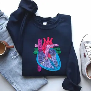 Heart Anatomy Sweatshirt, Cardiac Nurse Crewneck, Cardiologist Student Gift Tee, Anatomical Heart Medical Shirt, Nursing School Top