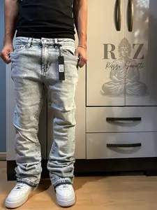 Men's Fashionable Denim Jeans, Versatile Street Style, Hip-Hop Retro Trend, Lace Trim, Cool Men's Jeans, Casual Wear