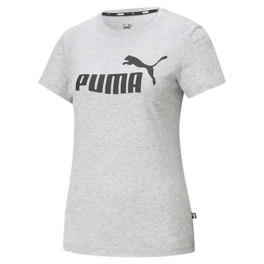 PUMA Womens Essentials Logo Crew Neck Short Sleeve Casual Tops Casual - Grey
