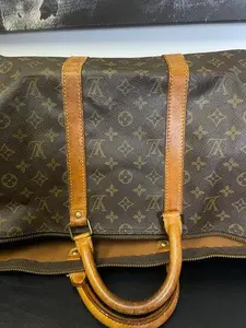 Pre-owned Louis Vuitton COATED CANVAS Luggage VINTAGE KEEPALL 50 BANDO