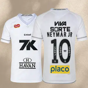 2526 Santos Home White Short Sleeve No. 10 Neymar Jr. Soccer Jersey