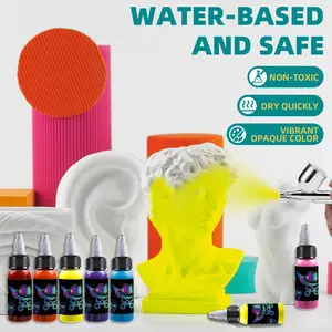 OPHIR Airbrush Paint Set for Model Hobby, Shoes, Leather Painting, Easy to Clean with Water or Alcohol-12/24/36/48 Colors Airbrush Acrylic Paint Supply Airbrush Paint for Rocks, Paper-Professional(1.05 OZ/Bottle)