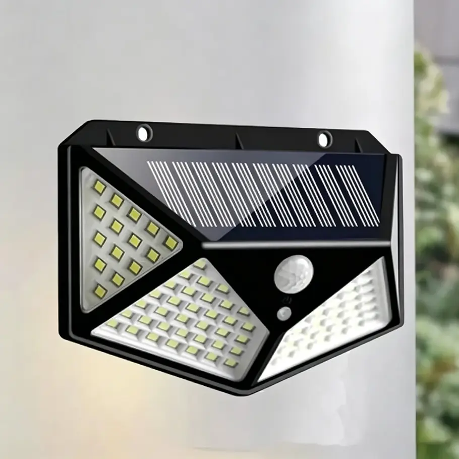 2-Pack ABS Plastic Outdoor Solar Motion Sensor Deck Lights with 100 LED Chips, 3 Lighting Modes, Auto-On/Off, IP44 Waterproof, Wide-Angle for Garden, Pathway