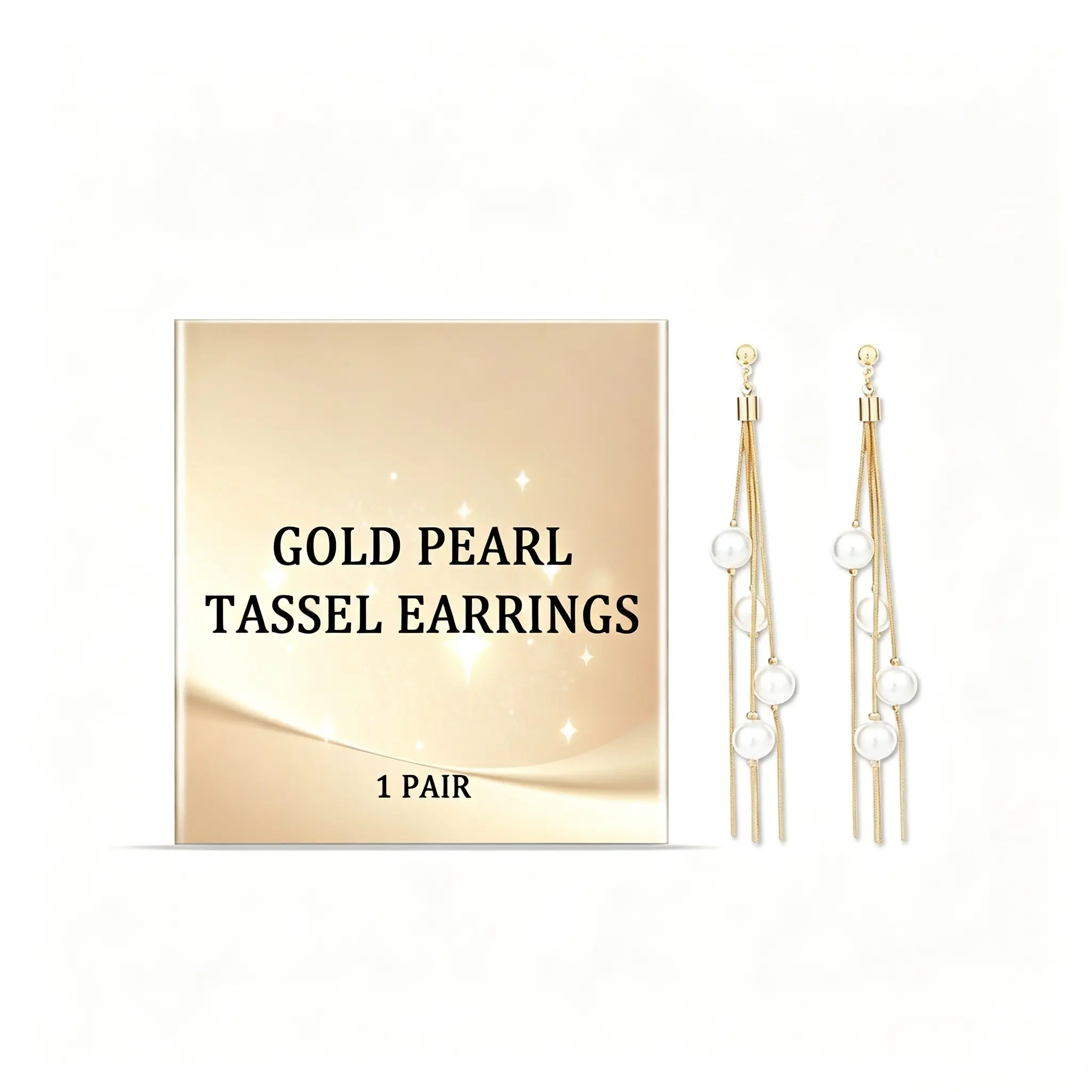 Gold Pearl Fringe Drop Earrings, Trendy Niche Design Dangle Earrings, Elegant Temperament Jewelry for Women Dating Party