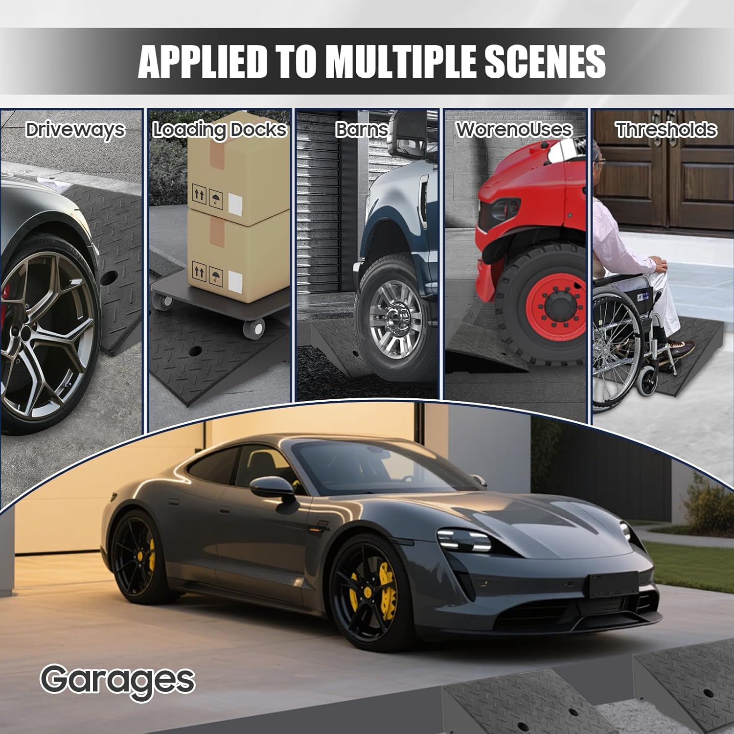 2pcs Car Ramp Portable Non-Slip Black Height Durable Plastic for Cars Motorcycles Wheelchairs Pets 2pcs Car Ramp Portable Non-Slip Black Height Durable Plastic for Cars Motorcycles Wheelchairs Pets