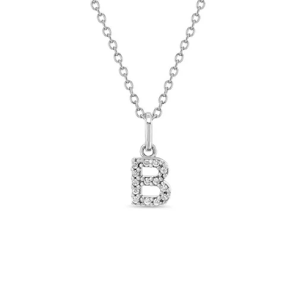 Cubic Zirconia Letter Kids / Girls Pendant/Necklace - Sterling Silver