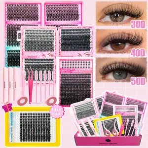 False Eyelash Gift Set/Diy Eyelashes Kit, featuring thick/natural/Bottom lash styles. Includes 3 glues, tweezers, brush, lash tape as accessories. Comes with a free mini thick lash box. Suitable for Valentine's Day, daily use and parties.