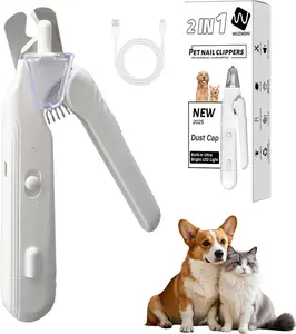 2-in-1 Dog Nail Grinder & Dog Nail Clippers Trimmers for Large Medium Small Dogs Cats Pets Claw Trimmer with LED Lights (Green)