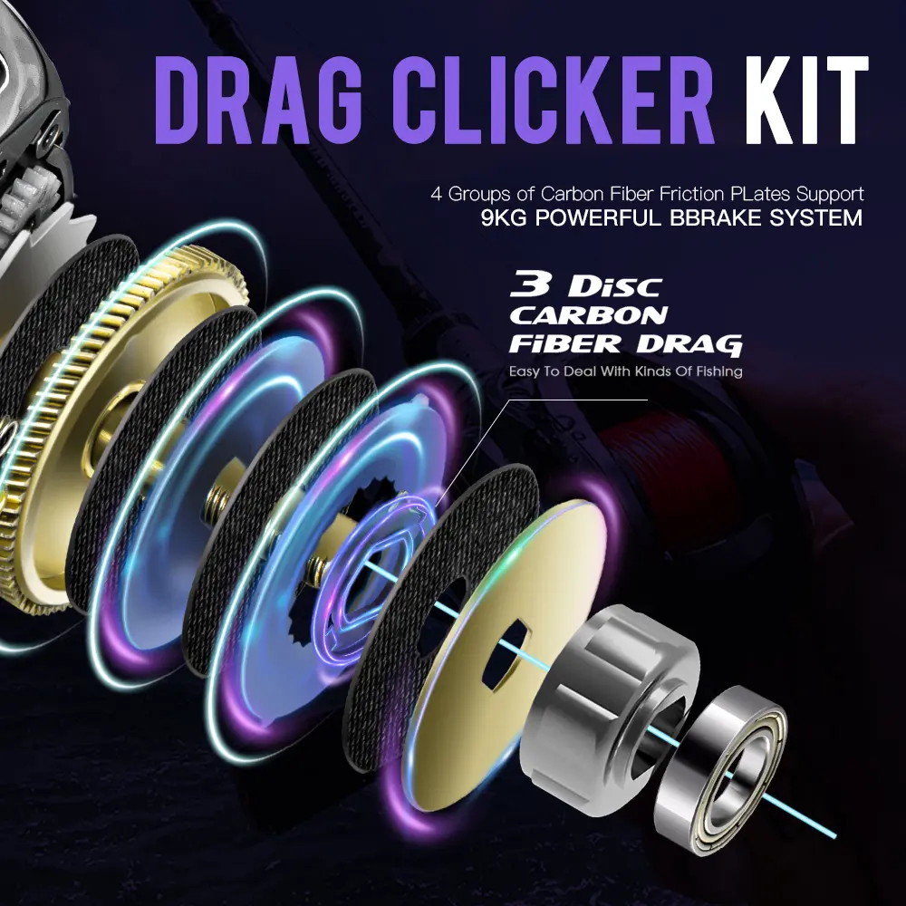 GKA200 Baitcaster Reels Drag Clicker 6.4/7.2 Gear Ratio Fishing Reels  9KG/20LB Max Drag 7+1BB Baitcasting Reel Left/Right Hand - TikTok Shop