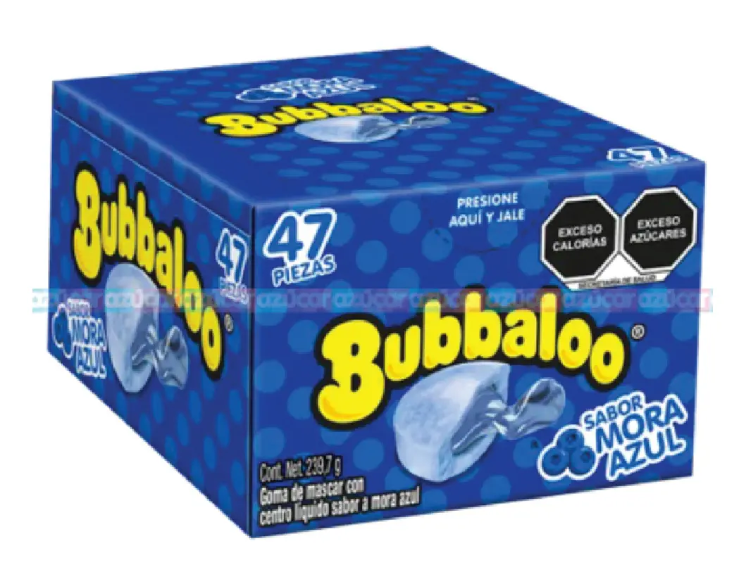 Adams Bubbaloo Mora Azul Blueberry Bubble Gum 32/47ct