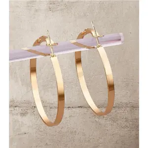 Beautiful Flat Gold Hoop Earrings