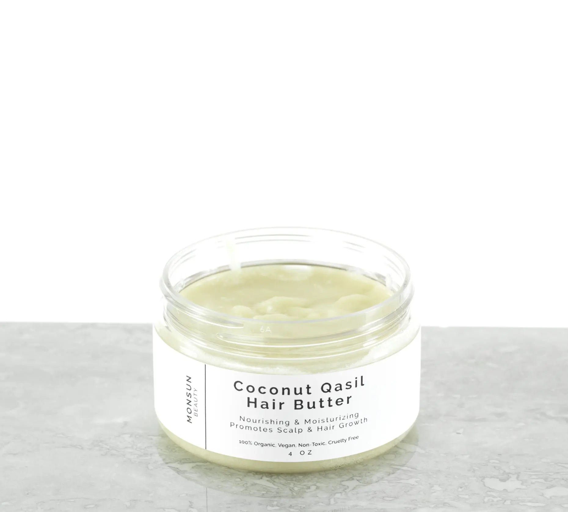 Qasil & Coconut Hair Butter for Wavy & Curly Hair, Lightweight Moisturizing Treatment for Scalp Care, Daily Haircare for Adults, Moisture, Hydrating Hair Balm