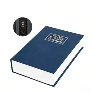 Diversion Book Safe - The New English Dictionary Hidden Safe with Combination Lock, Secret Storage Box for Cash Jewelry, Portable Metal Security Lock Box (Blue, Large)