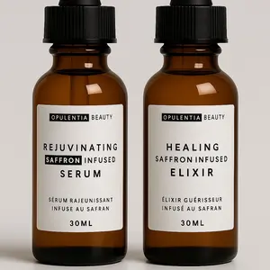 Rejuvenating + Healing Saffron Infused Serum and Elixir for All Skin Types, Hydrating Rejuvenating Saffron Serum and Elixir