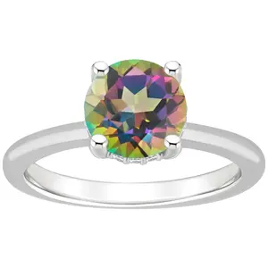 Affinity Gems Round Topaz & Diamond Gallery Ring, Sterling