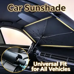 【FathersDayGift】Car Sunshade Universal for all vehicle types Foldable Anti-UV block car front window Umbrella Windshield Folding Front Parasol Umbrella Type Sun Shade for Car Window Summer Sun Protection Accessories
