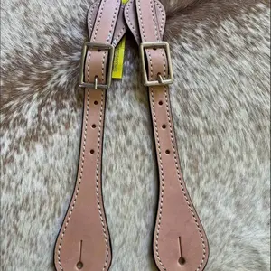 Pair Adult Size Light Oil Finished Top Grain Leather Western Spur Straps