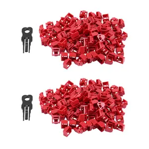 200Pcs Red RJ45 Port Ethernet LAN Hub Anti Dust Cover Plug Cap Blockout Protector with Proprietary Lock and Key