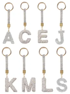 Women Girls Initial Letter Keychain, Bling Sparkly Pendant, A-Z English Letters, Cute Backpack Car Accessories Lanyard, Trendy Cute Keychain, Keychain for Bags, Keychain Jewelry
