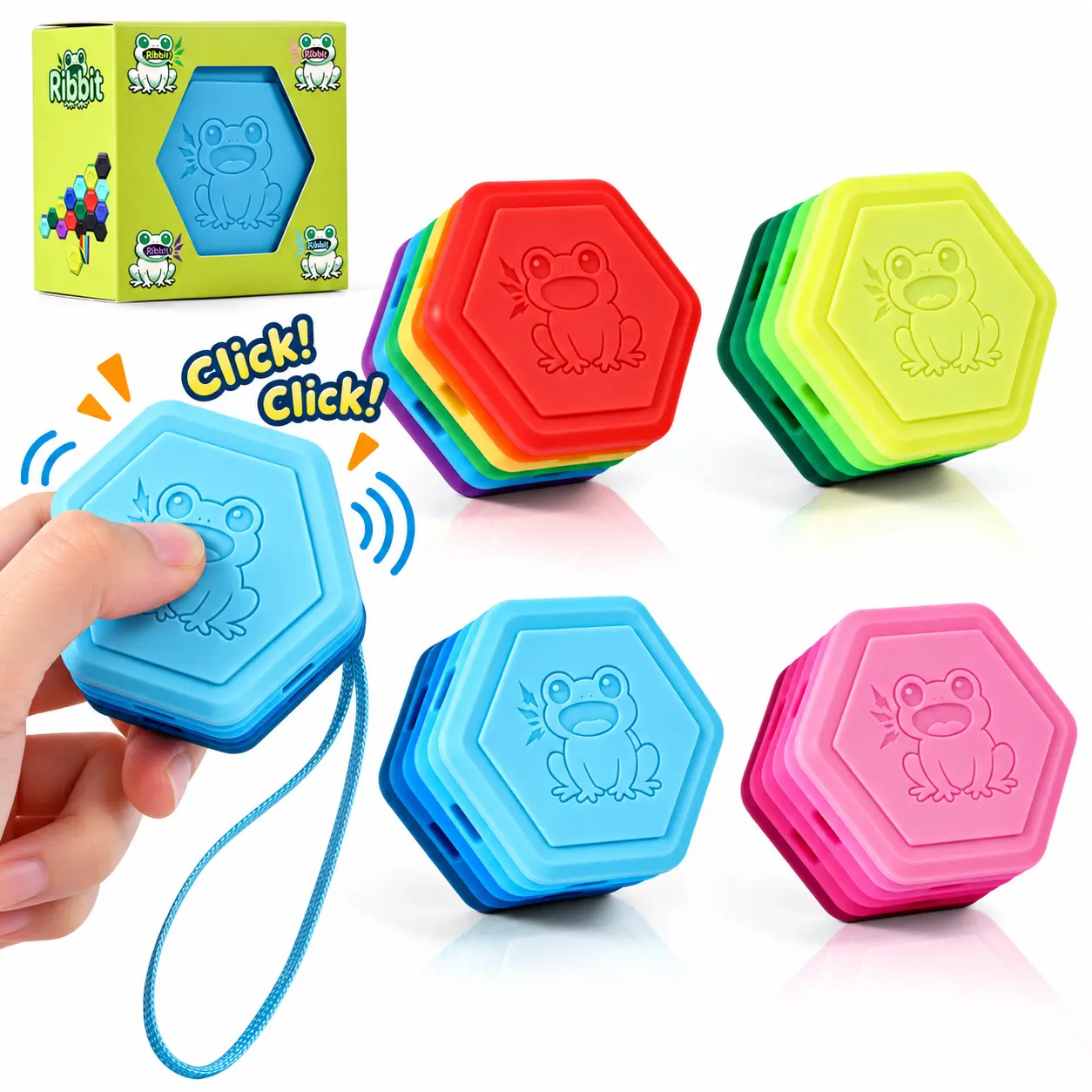 Food-Grade Silicone Clicky Frog Multi-Layer Sensory Squeeze Toy with Satisfying Sounds, Wrist Strap, Portable  for 6-8 Yrs Kids, Teens & Adults Fidget Mat  cute stress relief toy