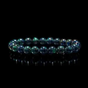 Natural Blue Azurite Bracelet Gemstone Crystal Beads 4MM-16MM Elastic String for Men Women Reiki Yoga Handmade Jewelry Energy Healing