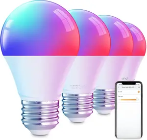 Smart Color Changing LED Light Bulbs with Alexa and Google Home Compatibility Music Sync and 104 Preset Scenes A19 E26 2.4GHz RGBTW WiFi Bluetooth Bulbs 800 Lumens for Home Lighting