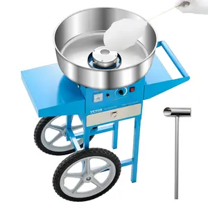 Summervibes VEVOR Electric Cotton Candy Machine with Cart, 1000W Commercial Candy Floss Maker with 20.5 in Stainless Steel Bowl, Sugar Scoop, and Drawer, Easy to Use, for Home, Kids Birthday, Family Party, Blue