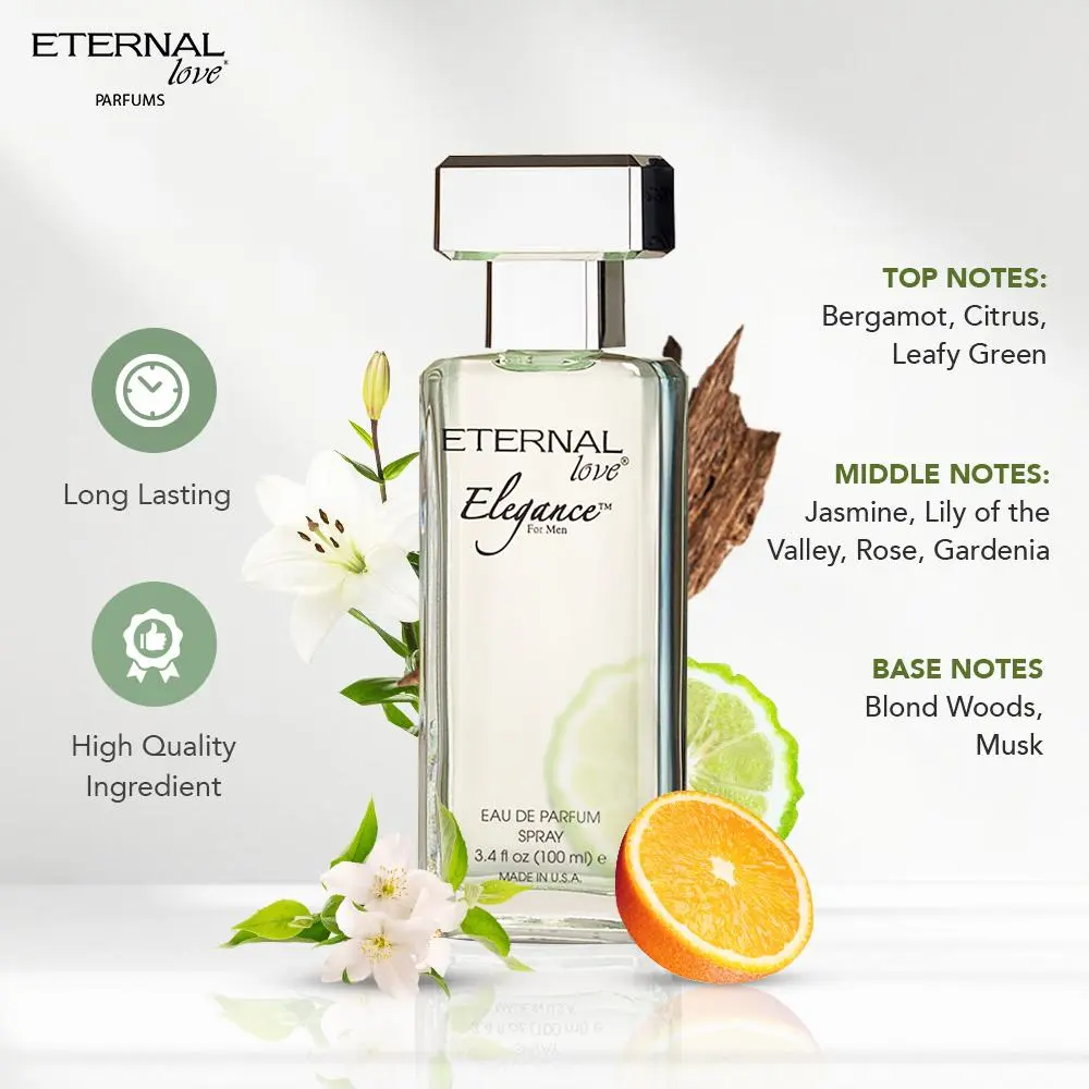 EL Elegance for Men EDP 100ml | Long Lasting Fresh Citrus Perfume for Men | Aromatic Woody Fragrance