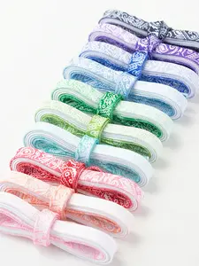 Pair of 8mm Wide Gradient Color Walnut Flower Shoelaces, Casual Versatile Shoe Laces, Stylish and Comfortable Footwear Accessories