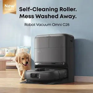 【Upgrade C20】eufy C28 Robot Vacuum and Mop Combo, HydroJet Self-Cleaning Roller Mop, DuoSpiral Detangle Brush, 15,000 Pa Turbo High Suction, 5-in-1 Robot Vacuum and AI Obstacle Avoidance, mothersdaygift