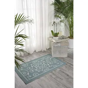 Nourison Home & Garden Light Blue Indoor/Outdoor Area Rug RS019 2'3" x 3'9"