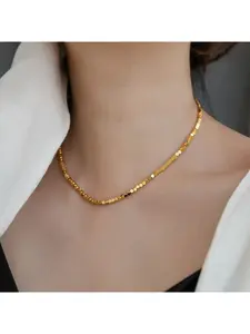 New Summer Titanium Steel Necklace with a High-End, Luxurious, and Versatile Design, Silver-Tone Chain for Women, Collarbone Chain, Trendy Neck Chain for Women