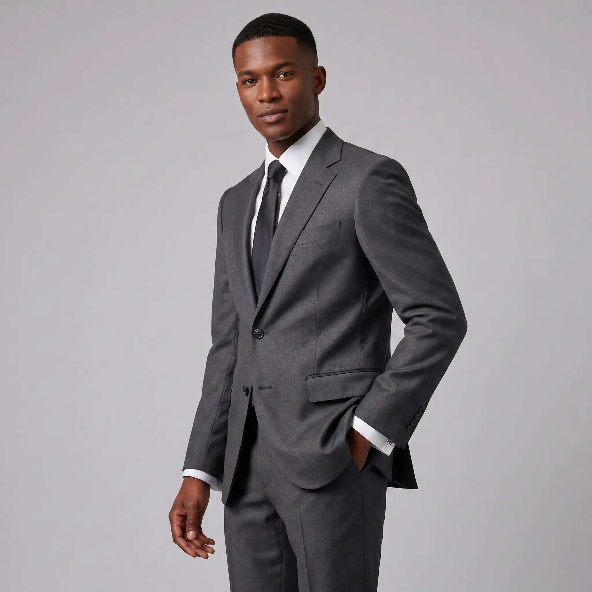 Joseph Michael Men's Charcoal 3-Piece Slim Fit Vested Sharkskin Suit — Notch Lapel