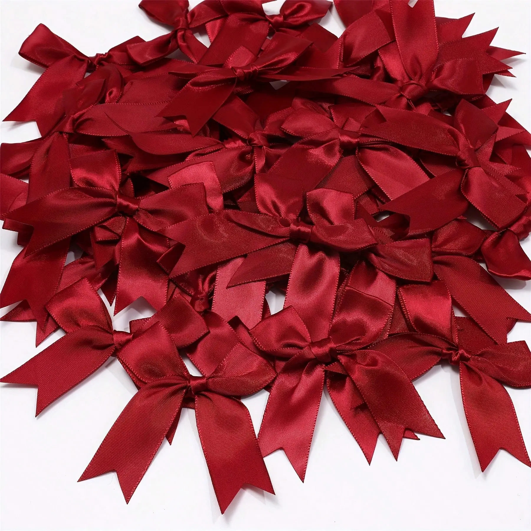 50pcs Mini Satin Ribbon Bows, Cute Coquette Aesthetic Decor. Small pre-tied bows perfect for crafts, gift wrapping, hair decoration and wedding use, Gift Wrapping Supplies