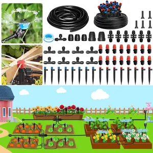 230FT Automatic Watering System for Outdoor , Quick-Connect Garden Drip Irrigation Kits with 1/2" & 1/4", Adjustable Nozzles & Sprinklers for Greenhouse, Raised Bed, Lawn, Potted