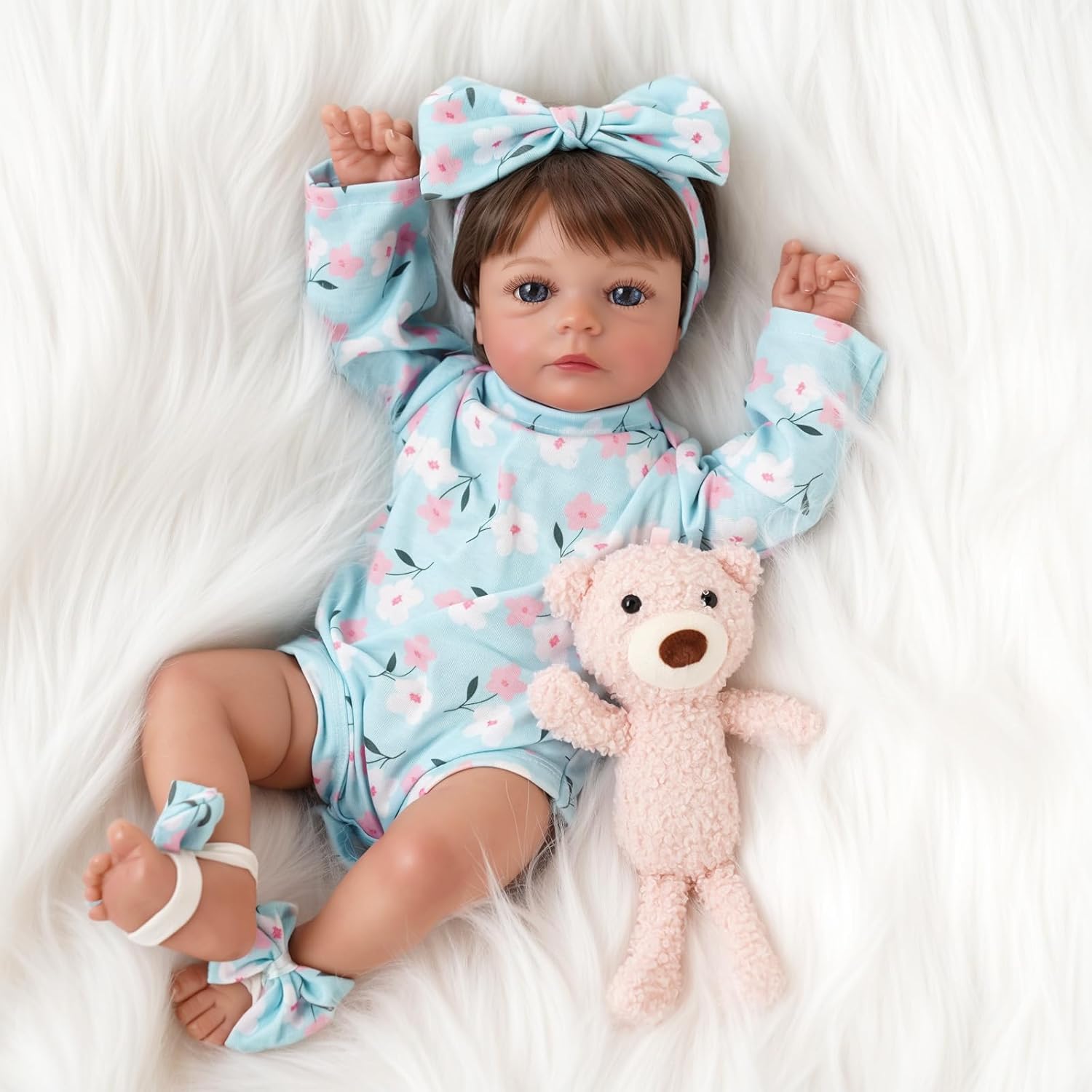 Babeside 17 inch Realistic Reborn Baby Doll - Lifelike Newborn Girl with Soft Vinyl Limb+Cloth Body & Accessories Best Gift for Kids