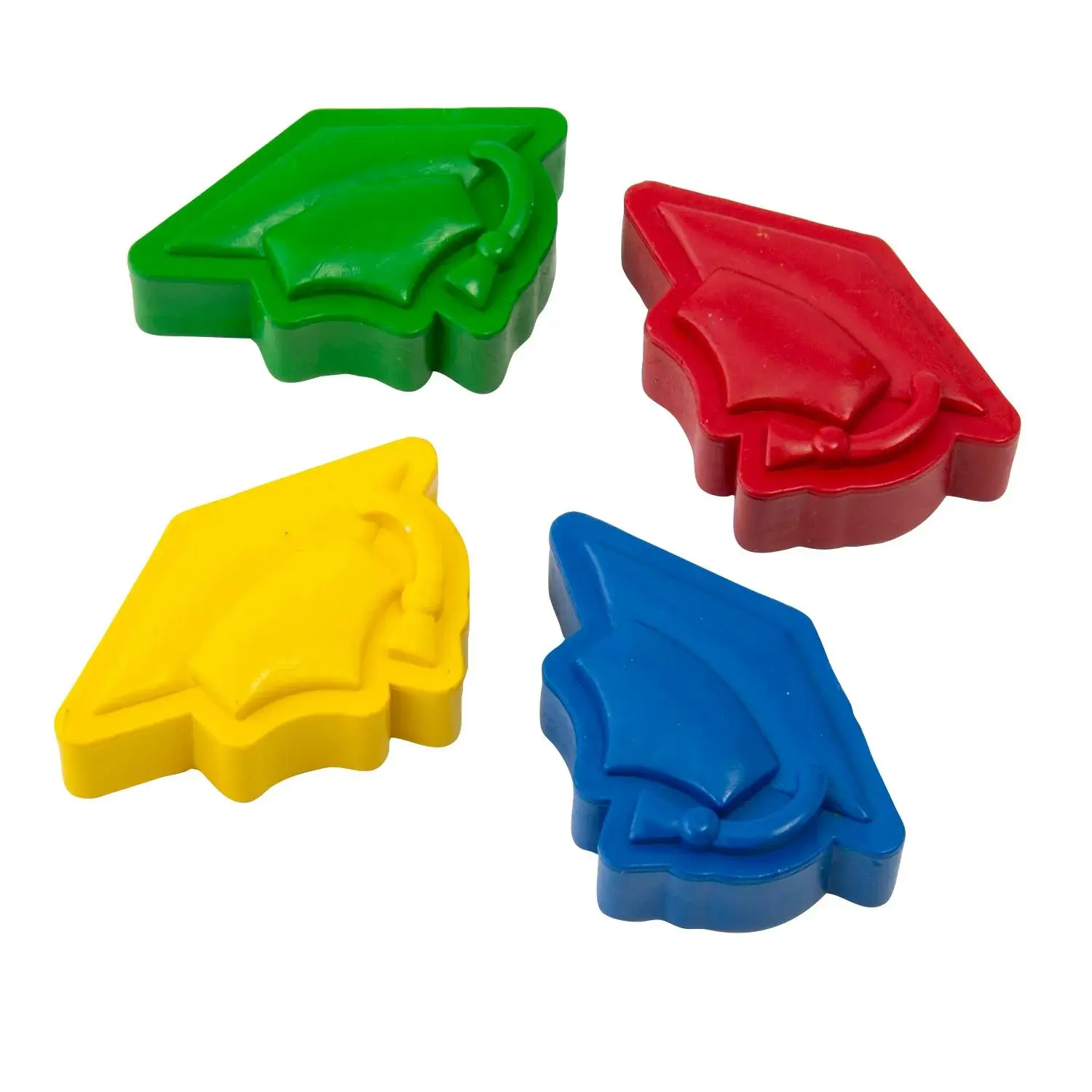 Fun Graduation Cap-Shaped Crayons - 2"x1.5", 4-Color Bright Design, 24-Piece Art Supplies for Classroom Drawing