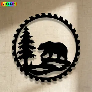 1pc Avant - Garde Bear with Tree Metal Wall Art, Avant - Garde Bear with Tree Statue Mural, Iron Craft, Perfect for Living Room, Garden, Zoo Corner Decor, Intricate Craftsmanship, Silhouette Wall Decor, Christmas Decor, Ideal Gift for Nature Lovers