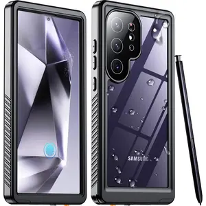 Designed for Samsung Galaxy S24 Ultra Case Waterproof, Built-in Screen Protector Full Protection Heavy Duty Shockproof Anti-Scratched Rugged Case for Galaxy S24 Ultra 6.8'' (Black/Clear)