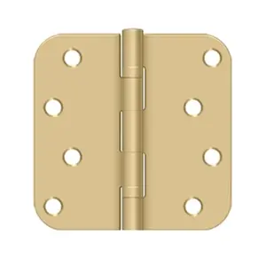 212 MAIN Deltana S44R5BB4 Steel Radius Hinge, 4x4x0.625 in., Brushed Brass, Heavy Duty