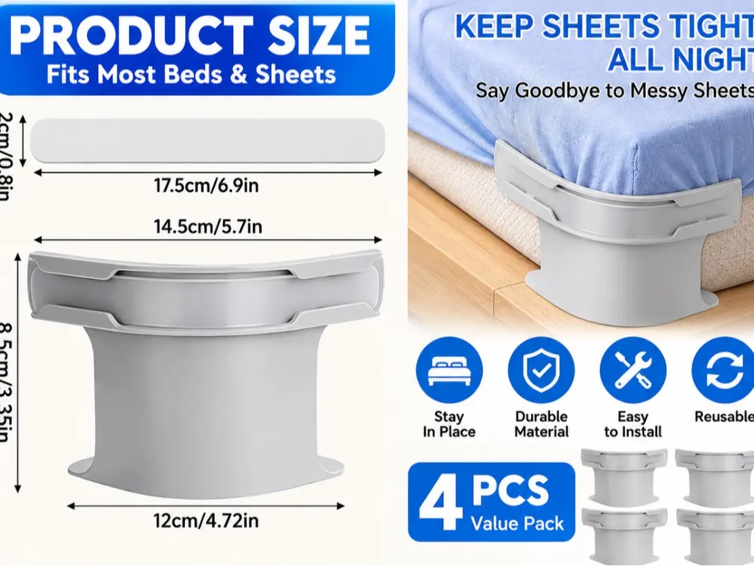 Bed Sheet Holders for Mattress, Adjustable Sheet Clips, No-Slip Sheet Fasteners, Fitted Sheet Grippers, Mattress Sheet Clips, Bed Sheet Keepers