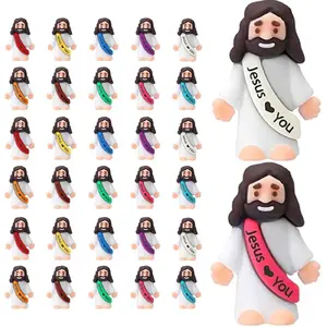 Little Jesus Figures, Mini Jesus Figurines in Bulk, Multicolor Tiny Jesus Figures, Miniature Figurines to Hide and Seek Religious Gifts for Easter Egg Stuffers (30)