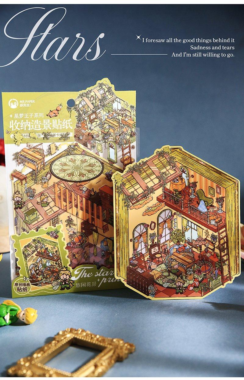 Prince's Storybook Series – 3D Miniature Scene Sticker Kit,DIY Layered Diorama for Journaling & Scrapbooking,Fantasy Kawaii Gift for Women Girls Teens, PVC Sticker Set