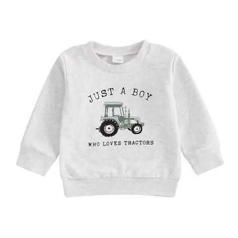 REDWOON Kids Boys Sweatshirt Farm Tractor Print Long Sleeve Jumper Pullovers Autumn Tops for Toddler Cute Fall Clothes Outfit