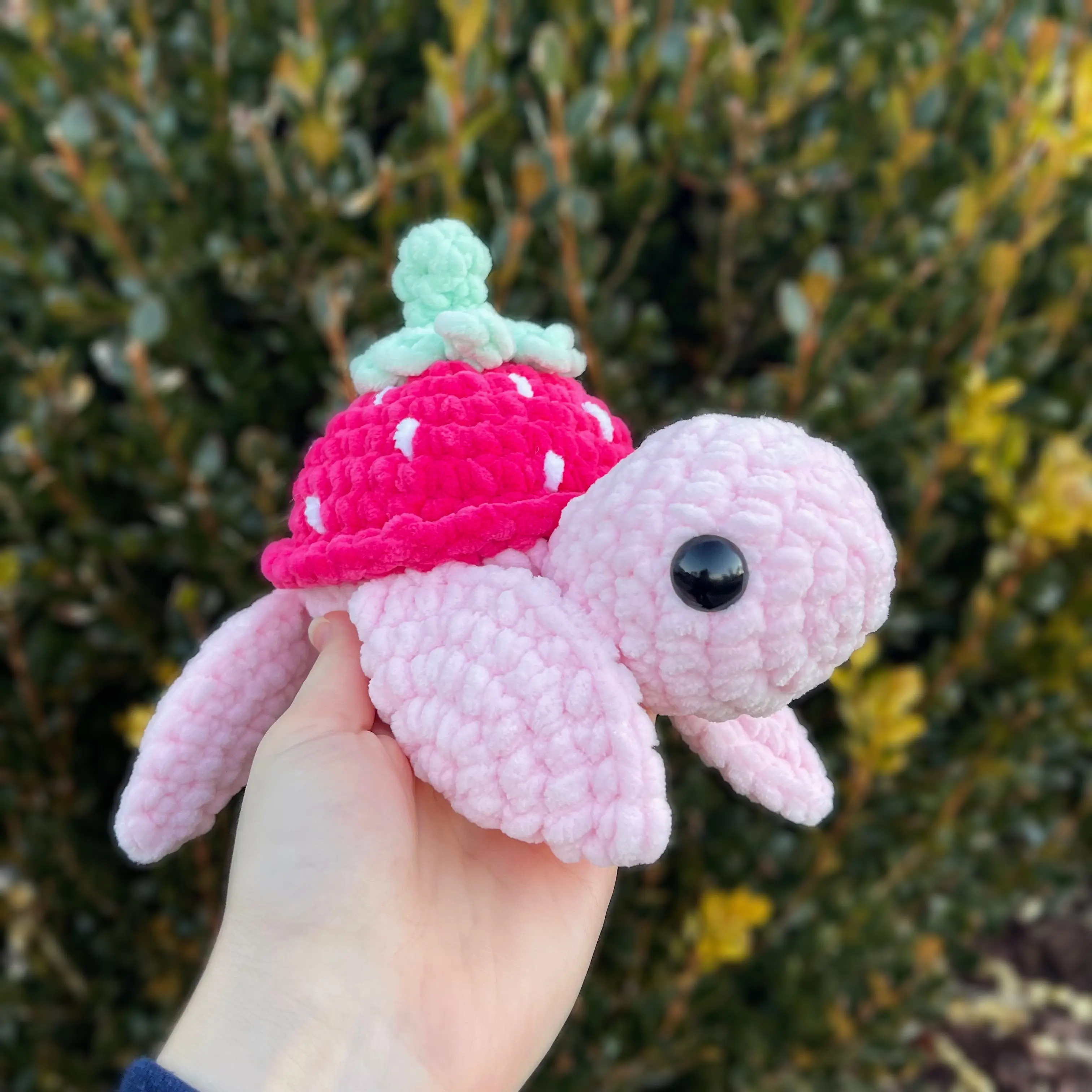 Handmade Crochet Strawberry Turtle Plushie