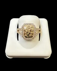Ali Jewelers 10 Karat Gold Square Nugget Ring - Gold Rings, Hazard-Free, Stone Accents, Unisex Fashion Costume Jewelry