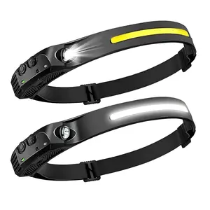 LED Headlamp Rechargeable 2Pack - 230° COB Super Bright Head Lights for Forehead, Hard hat Light for Headlight Adults, USB C Headband Flashlight for Work, Hiking, Running, Camping Essentials Gear