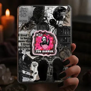 BOO YOU HORROR Scream PopGrip – Y2K Pink Halloween Phone Grip for Mean Girls Who Love Scary Movies & Ghostface Vibes Kindle Grip Kindle Popsocket Bookish Magnetic Kindle Grip Books Lover Kindle Accessories Phone Holder PopSocket Phone Grip