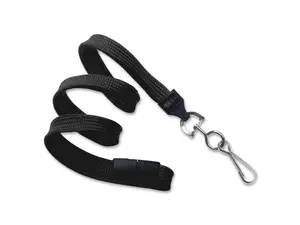 SICURIX Plastic Hook Breakaway Lanyard - 12 / Pack - 36" Length - Black - Nylon, Plastic, Steel